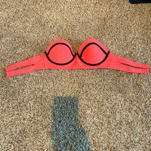 Cute Pink and Black Strapless Swimsuit Top
